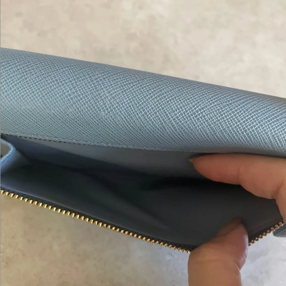Prada Blue Long Wallet w/ Matching Cardholder - Picture 7 of 8